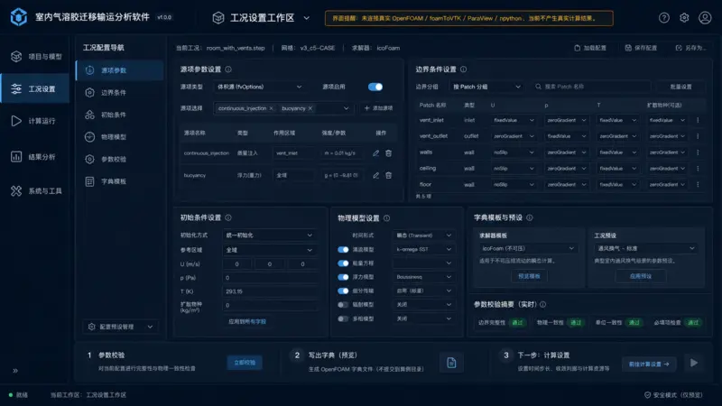 OpenFOAM CFD平台封装工况设置界面参考